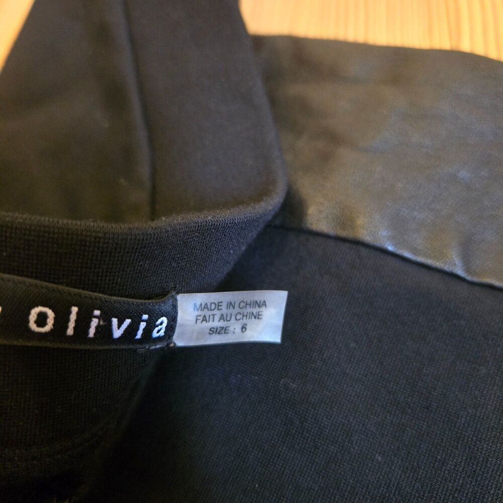 Alice + Olivia Women Leggings Skinny Pants Leather Panels Black Size 6 Moto Edgy - Picture 11 of 14